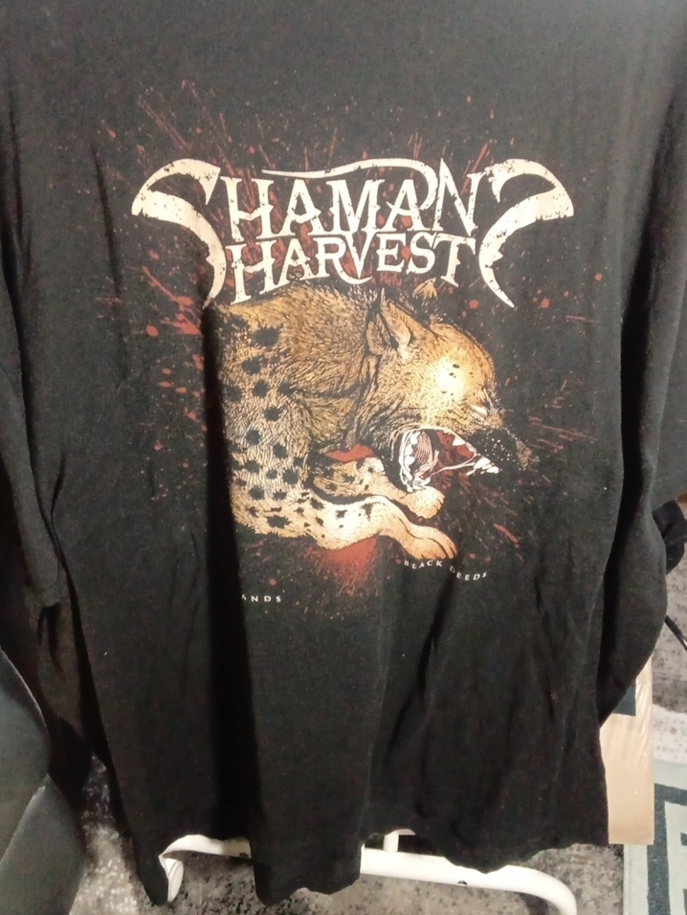 Tultex Black Shaman Harvest Graphic Tee with Gold and White Print